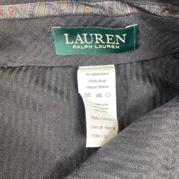 Lauren Ralph Lauren Men's 100% Wool Dress Pants Edgewood Gray 38x30(29) NEW READ - Picture 4 of 7